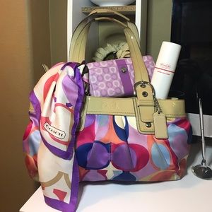 Vintage Coach Signature Soho Pleated Sateen Tote